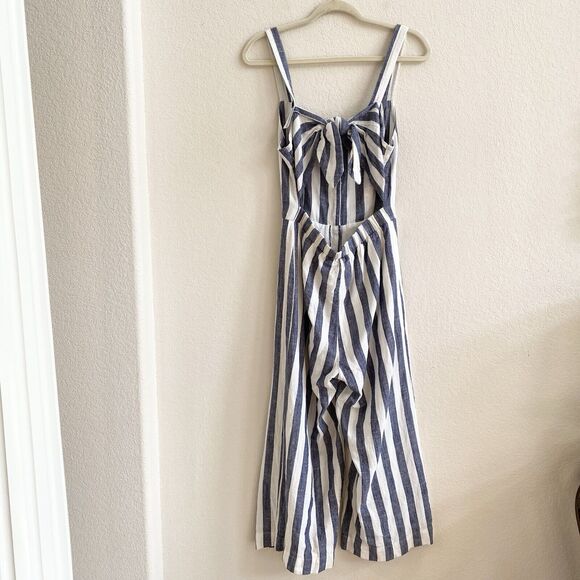 J.O.A. Revolve Womens Blue and White Stripe Linen Cotton Jumpsuit Small - Picture 8 of 13